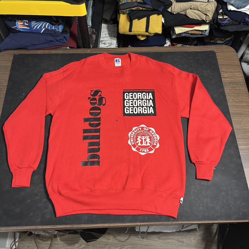 Vintage Georgia Bulldogs Sweatshirt Mens XL NCAA Football Russell Athletic 90s